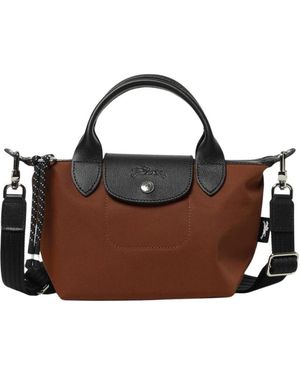 Longchamp Handtas Met Handvat En Kliksluiting En Afneembare Schouderriem - Bruin