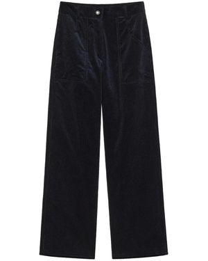 forte_forte Broeken ,Blauw ,Katoen Ribbed Velvet Cargo Pants