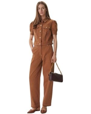 Guess Overhemden ,Bruin ,Katoen Ss Coreline Contrast Stitch Tr