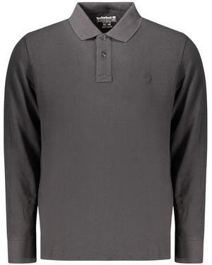 Timberland Tops ,Grijs ,Katoen Polo Shirt Met Lange Mouwen
