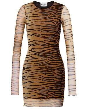 Moschino Animal-Pattern Mini Dress - Brown