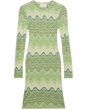 MC2 Saint Barth Zigzag-Knit Long-Sleeve Dress - Green