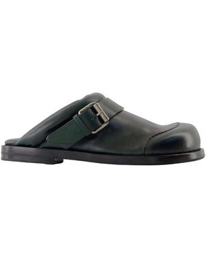 Acne Studios Groene Leren Gesp Muiltjes - Zwart