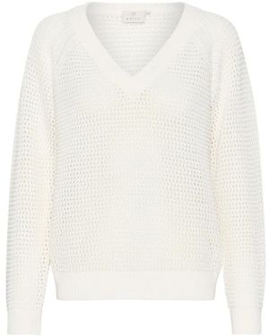 Kaffe V-Neck Knitwear - Blanco