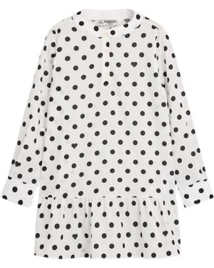 Fiorucci Polka Dot Crepe De Chine Mini-Jurk Met Ruches - Wit