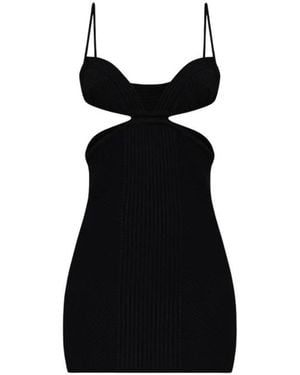Off-White c/o Virgil Abloh Plunging Neckline Cut-Out Ribbed Mini Dress - Black