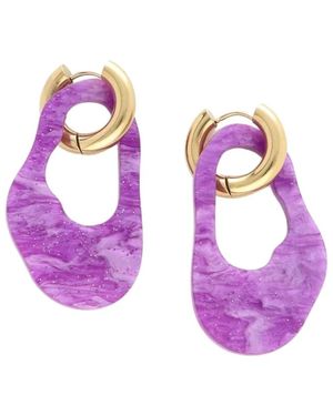 Notre-v Gouden Hoop Oorbellen Met Paars Detail
