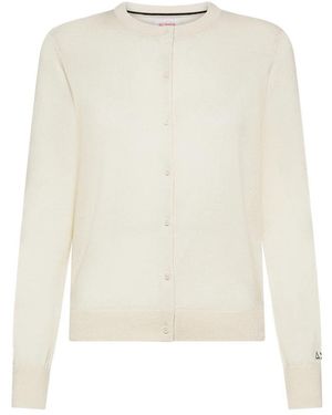 Sun 68 Basic Cardigan Mit Rundhalsausschnitt - Weiß