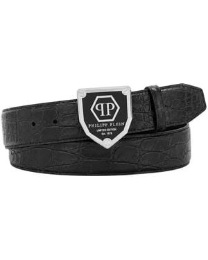 Philipp Plein Ledergürtel Hexagon - Schwarz