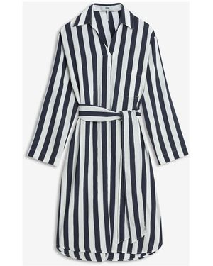 Cinque Kleedjes ,Blauw ,Gestreepte Zomerjurk Met Riem