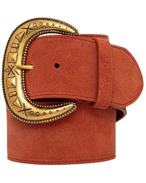 Twinset Accessoires ,Bruin ,Suède Suède Riem - Rood