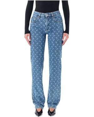 Marine Serre Boot-Cut Jeans - Bleu