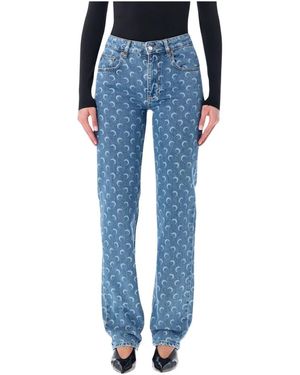 Marine Serre Boot-Cut Jeans - Blauw