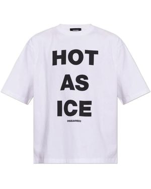 DSquared² Tops ,Wit ,Katoen Gedruikt T-Shirt - Blauw