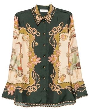 Zimmermann Overhemden ,Veelkleurig ,Forest Scarf Print Shirt - Groen