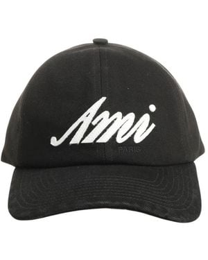 Ami Paris Accessoires ,Zwart ,Katoen Muts