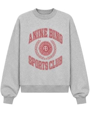 Anine Bing Hoodies & Sweatvesten ,Grijs ,Katoen Miles Sweatshirt Collegiate