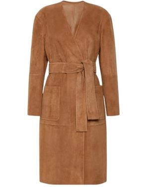 Max Mara Jassen ,Bruin ,Leer Spolverino Midi