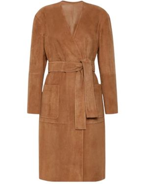 Max Mara Jassen ,Bruin ,Leer Spolverino Midi