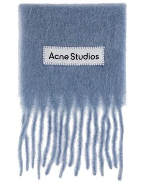 Acne Studios Accessoires ,Blauw ,Wol Skinny Mohair Sjaal