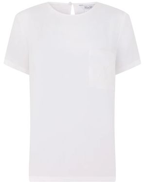 Max Mara Gedrukte Zijde Crêpe De Chine Blouse - Wit