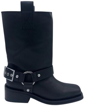 ブーツその他 Mid Shaft Western Boots - Ganni - Synthetic - Silver Silver Silver Mid Shaft Embroidered Western Boots | GANNI US