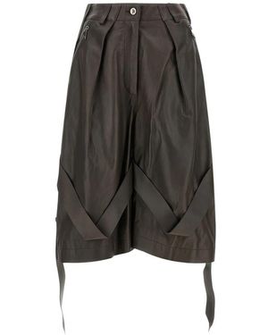 The Attico Korte Broeken ,Bruin ,Leren Shorts Met Wijde Pijpen - Zwart