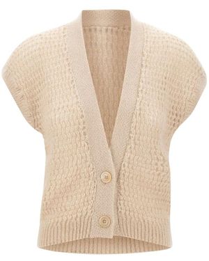 Eleventy Truien & Vesten ,Mouwloze V-Hals Vest - Naturel