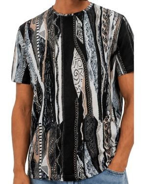 carlo colucci Tops ,Veelkleurig ,Katoen Print T-Shirt - Zwart