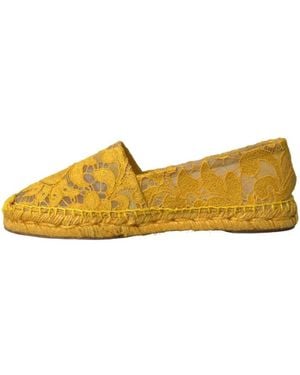 Dolce & Gabbana Gelbe Spitzen Espadrilles Stil