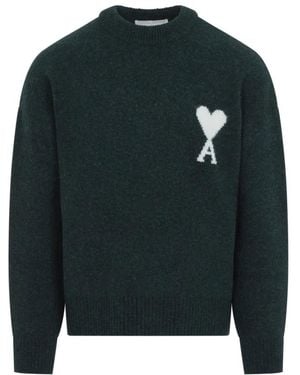 Ami Paris Round-Neck Knitwear - Verde
