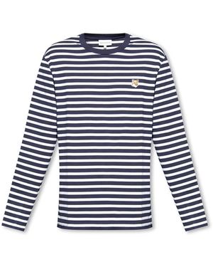 Maison Kitsuné Long Sleeve T-Shirts - Blue