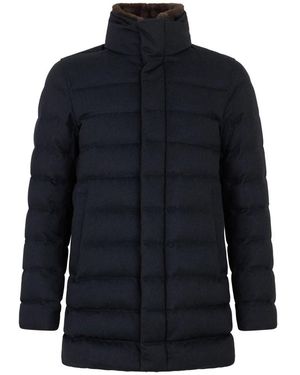 Herno Wattierte Jacke Mit Kunstpelzkragen - Blau