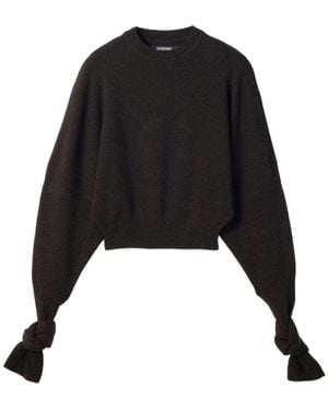 Jacquemus Truien & Vesten ,Bruin ,Wol Trui Met Ronde Hals - Zwart