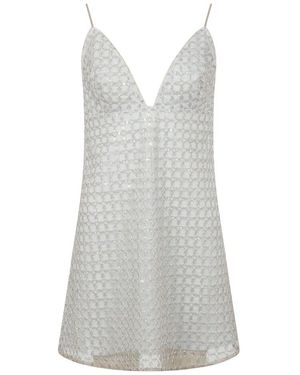 ROTATE BIRGER CHRISTENSEN Pailletten Mesh Mini Kleid - Grau