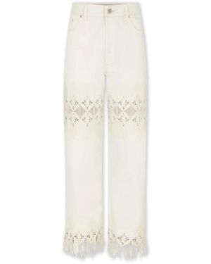 Rabanne Denimhose Mit Geometrischen Stickdetails - Weiß