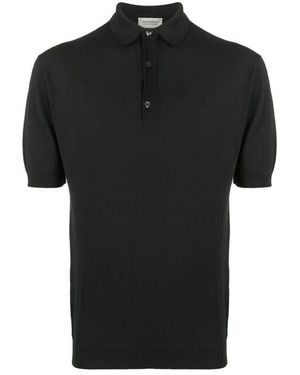 John Smedley Schwarzer baumwoll-polopullover