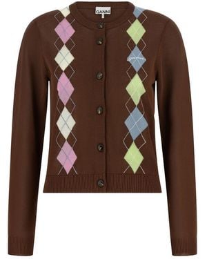 Ganni Truien & Vesten ,Bruin ,Katoen Argyle Vest