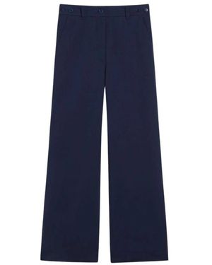 Weekend by Maxmara Gabardine Katoenen Wijde Pijpen Broek - Blauw