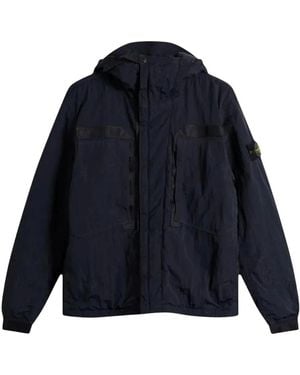 Stone Island Warp Rib Nylon-Tc Hooded Jacket - Blauw