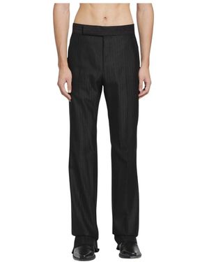 Tom Ford Broken Twill Satin Stripe Broeken - Zwart