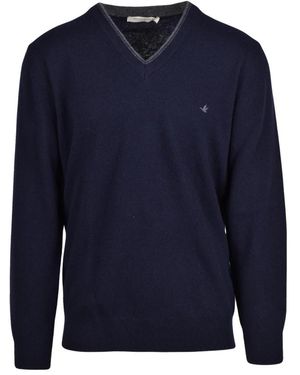 Brooksfield V-Ausschnitt Strickpullover - Blau