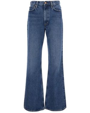 Agolde Jeans ,Blauw ,Katoen Wijde Jeans Met Vijf Zakken En Bleekeffect