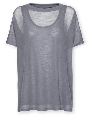 Elena Miro Leinenmischung Rundhals-Pullover - Grau