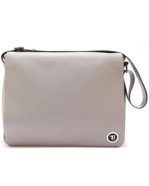 Trussardi Veg-Leder Messenger Tasche Grau/Schwarz