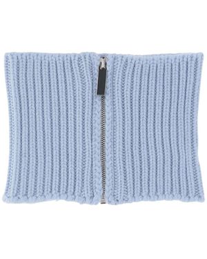 Sa Su Phi Accessoires ,Blauw ,Kasjmier Kasjmier Nekwarmer Rits Sluiting Geribbeld Ontwerp