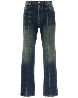 Versace Distressed Rechte Jeans - Blauw