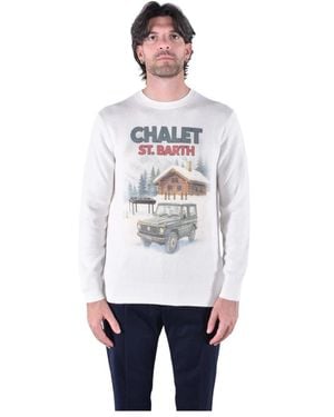 MC2 Saint Barth Truien & Vesten ,Wit ,Wol Heron Crewneck Sweater