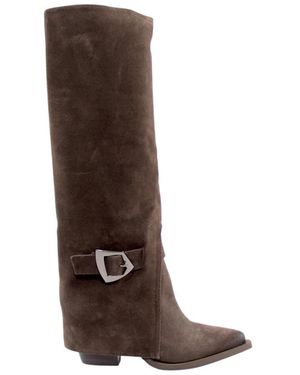 Elvio Zanon Schoenen ,Bruin ,Ec 2002X Hoge Laarzen