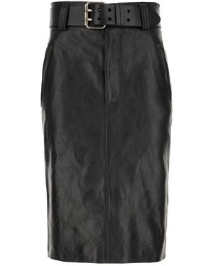 Saint Laurent Belted Pencil Rok - Zwart